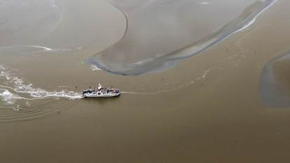 De veerboot in de geul van Holwerd naar Ameland. Foto: Rijkswaterstaat