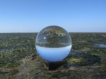 Glazen bol spiegelt het wad. Foto: pixabay