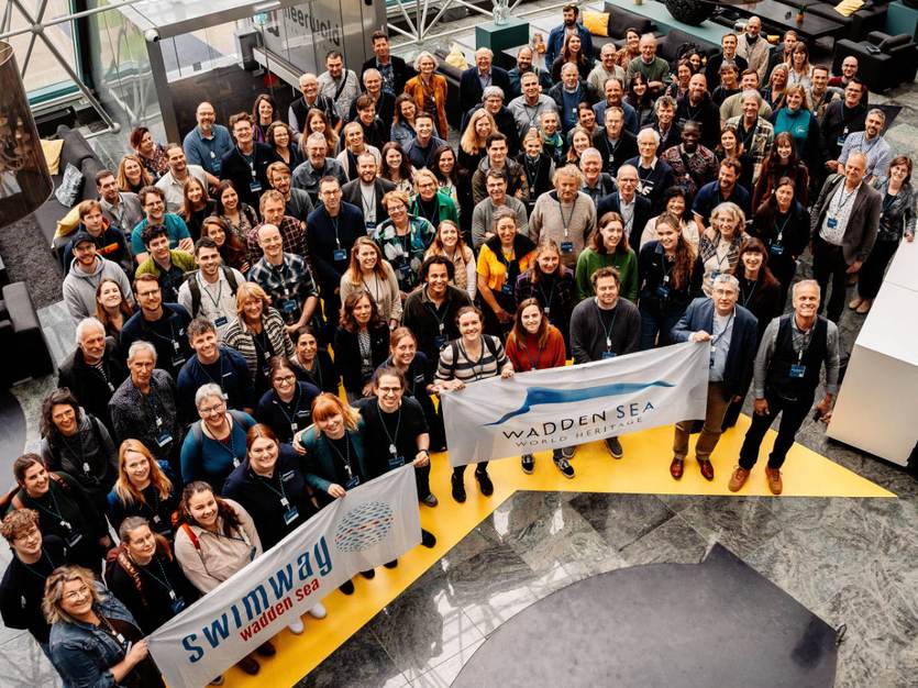 Deelnemers aan de Swimway-conferentie 2024. Foto: Stephan Keereweer