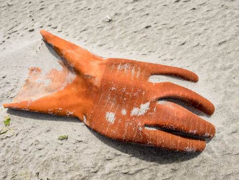 Aangespoeld afval in de Waddenzee. Foto: Henk Postma