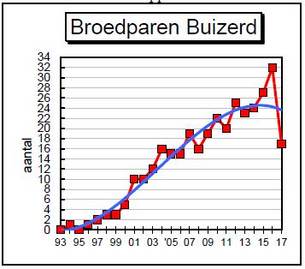 Broedparen buizerd op Ameland 1987-2017