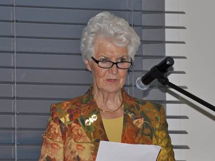 Sybilla Dekker, voorzitter van de evaluatiecommissie Waddenacademie 2018 presenteerde de uitkomsten van de evaluatie. Foto: Cora de Leeuw.