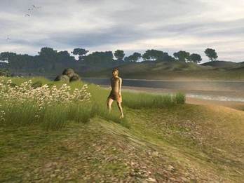 Een impressie van een prehistorische mens in het rivierenlandschap van Doggerland. Bron: University of Birmingham