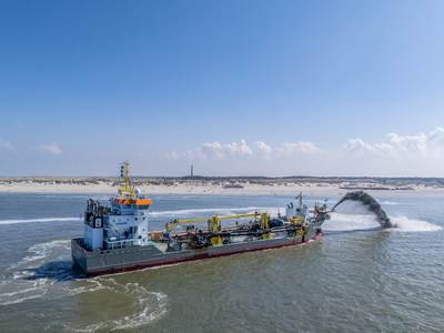 Zandsuppletie voor de Nederlandse kust. Foto: Boskalis