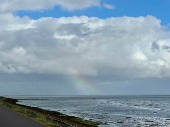Uitzicht op de Waddenzee vanaf de dijk op Terschelling. Foto: TS