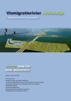 Cover met de Artist Impression van de Vismigratierivier door de Afsluitdijk  (Bron: Dienst Landelijk Gebied)
