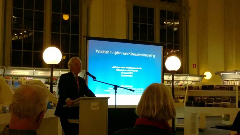 Lezing Pier Vellinga Wadden in tijden van klimaatverandering op 17 maart 2015. Foto: Rosanne Verbree.