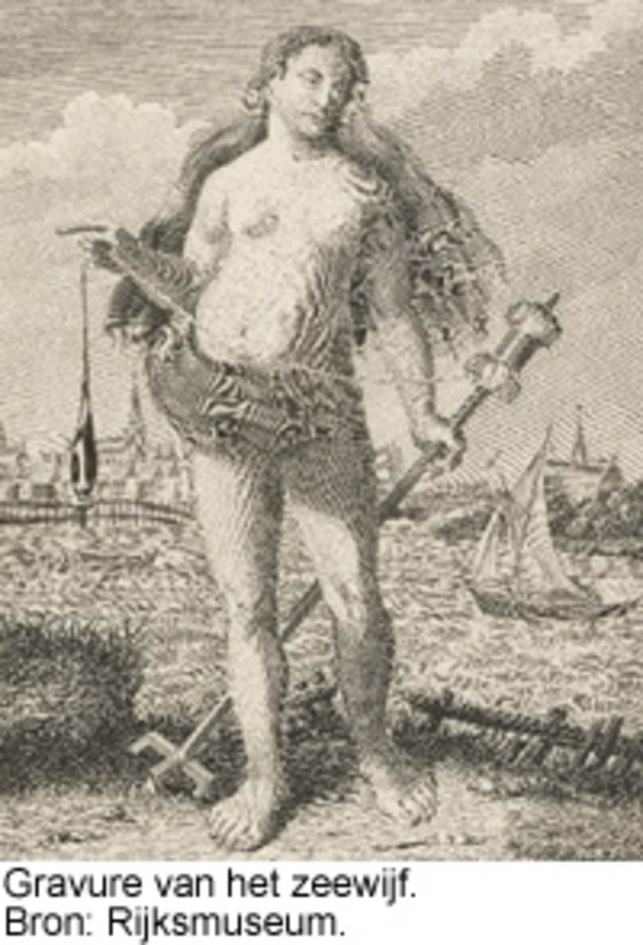 Gravure van het zeewijf. Bron: Rijksmuseum.