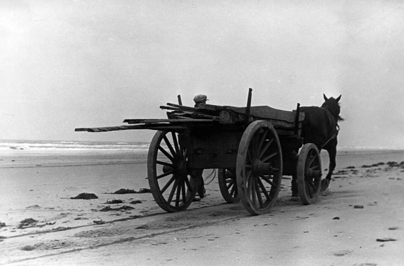 Strandjutter met kar.Bron: Spaarnestad Photo/Het Leven